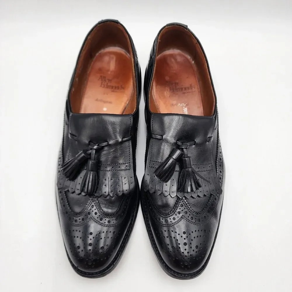Allen Edmonds 'Arlington' Black Longwing Kiltie Tassel Loafers Size 10A Men Shoe